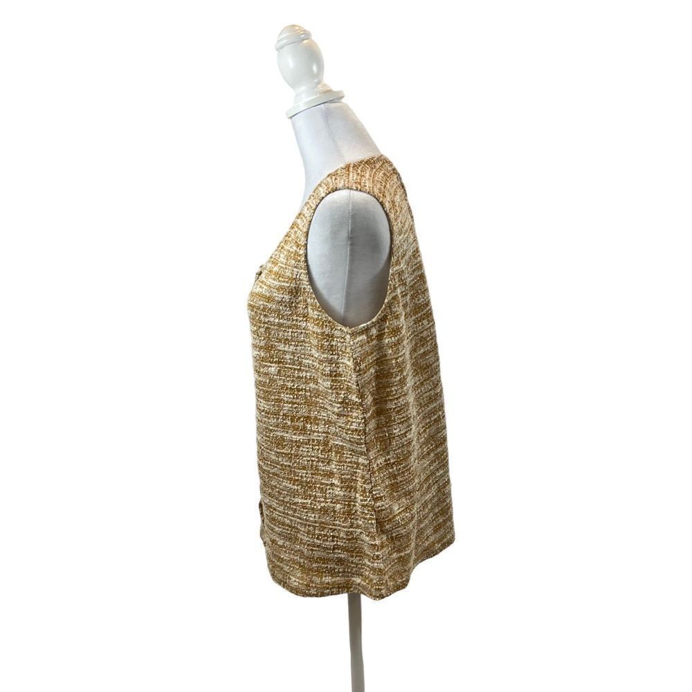 W5 Brand Mustard Tweed Button Up Tank Top Size Medium - Picture 4 of 10